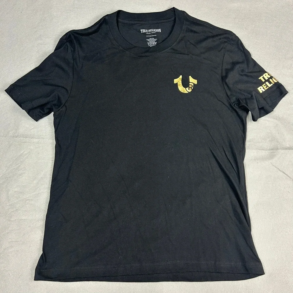 True Religion T-Shirt Lot Graphic Logo Buddha Rainbow Mens Large Black White